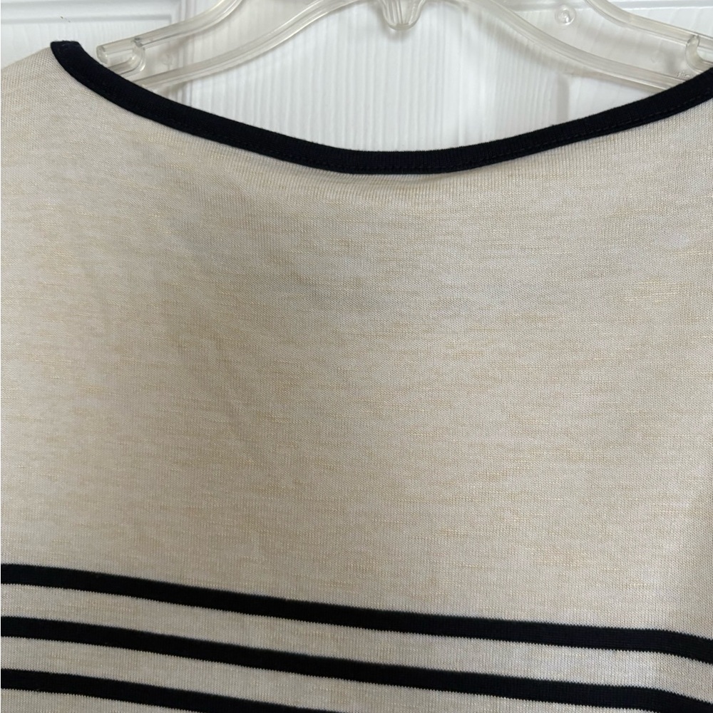 Max Studio Black and Cream Striped Tee - Picture 5 of 6